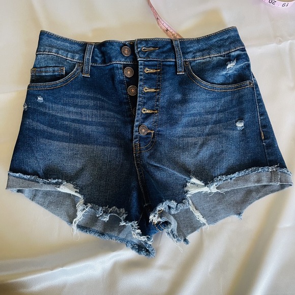 Rewash Pants - Rewash Junior Size 3 / 26 Fringe Hem High Rise Distressed Mom Short Shorts